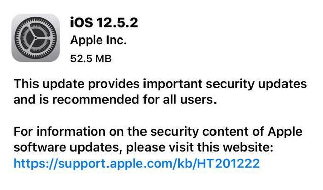 长乐苹果手机维修分享iOS12.5.2发布，建议所有老苹果用户安装 